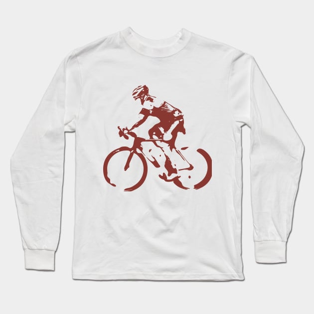 Riding on a road racing bike Long Sleeve T-Shirt by Woodys Designs